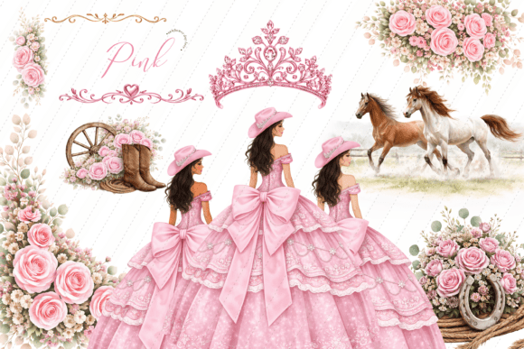 Download Pink Girl Princess Boots Roses Clipart - Ink Collection