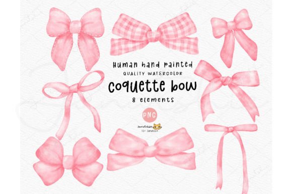 Download Pink Coquette Ribbon Bow Watercolor Set - Ink Collection