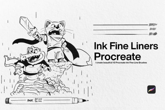 Download 10 Ink Fine Liner Brushes Procreate - Premium Resources